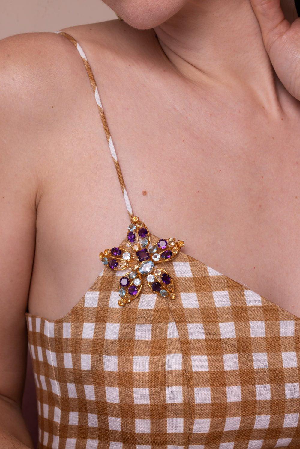 BOUNKIT JEWELRY-Amethyst Quartz Brooch-PURPLE