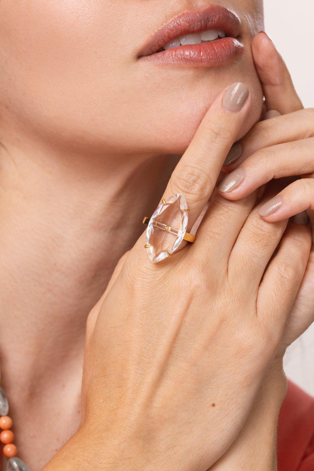 BOUNKIT JEWELRY-Quartz Antoinette Ring-CLEAR