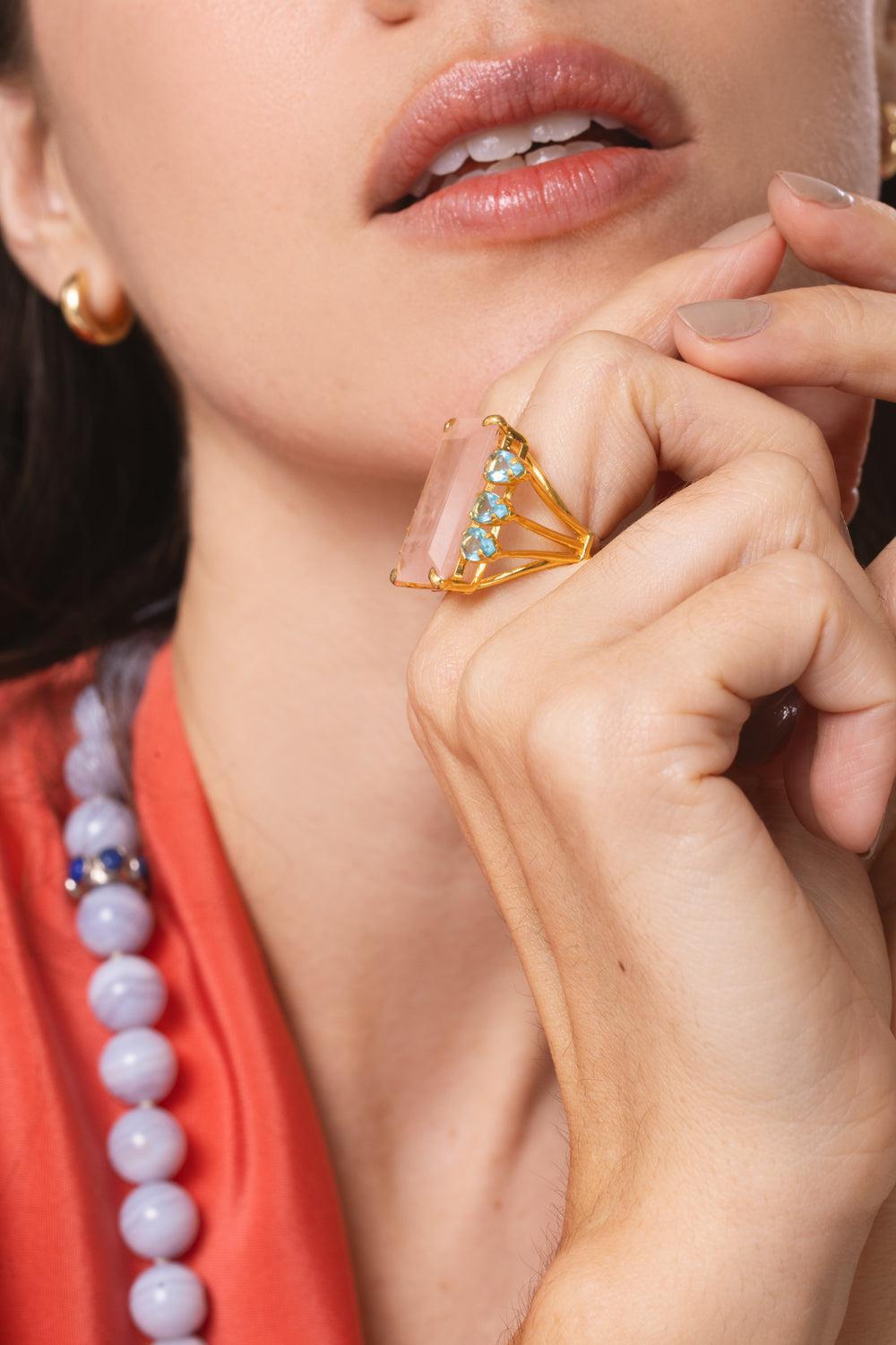 BOUNKIT JEWELRY-Topaz Quartz Zahra Ring-ROSE