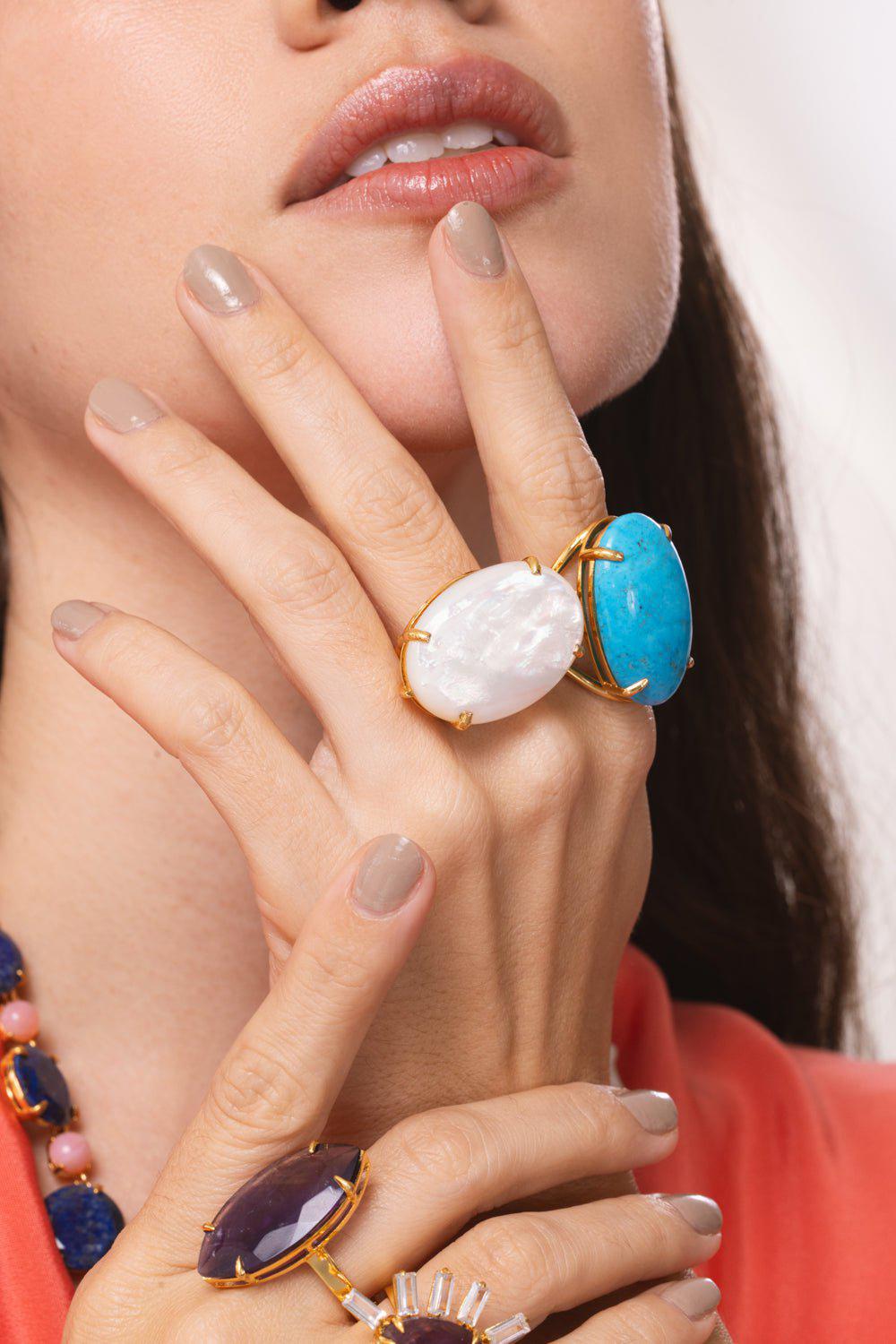 BOUNKIT JEWELRY-Pearl Barbara Ring-WHITE