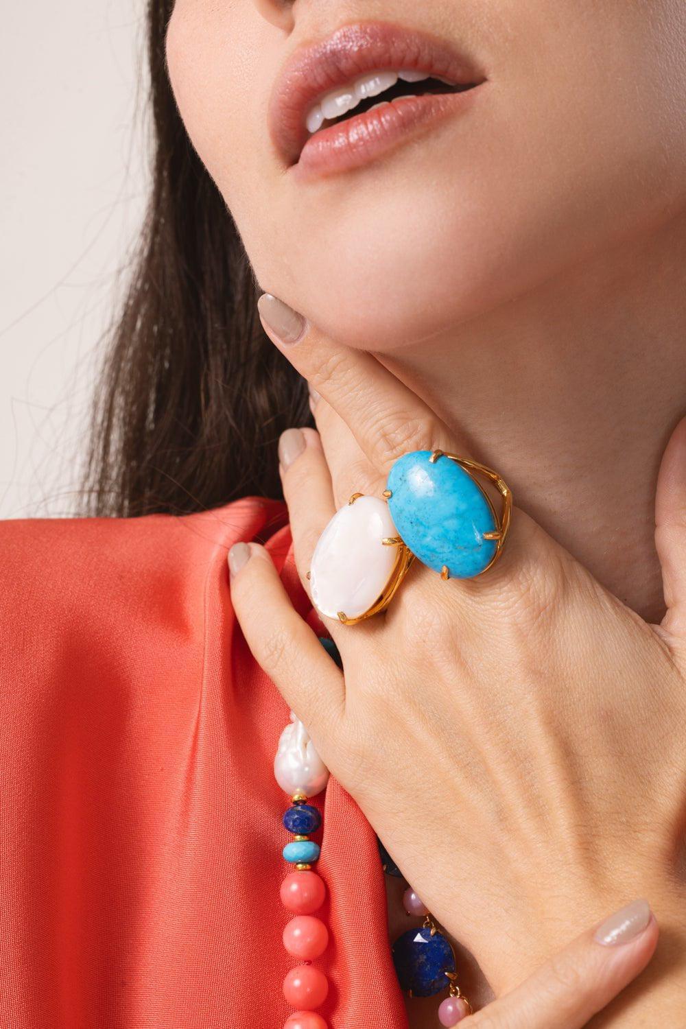 BOUNKIT JEWELRY-Pearl Barbara Ring-WHITE