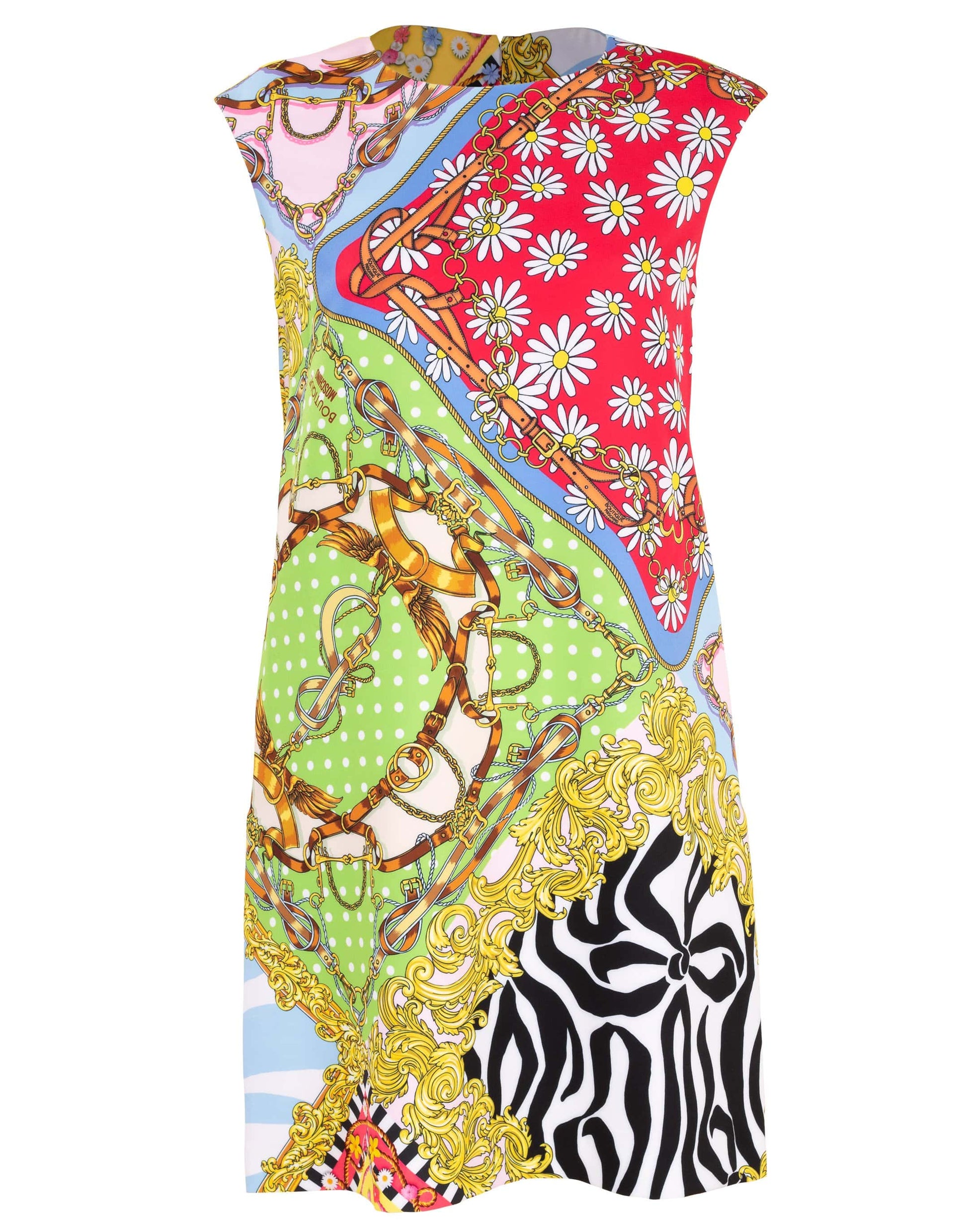 BOUTIQUE MOSCHINO-Sleeveless Fantasy Print Shift Dress-