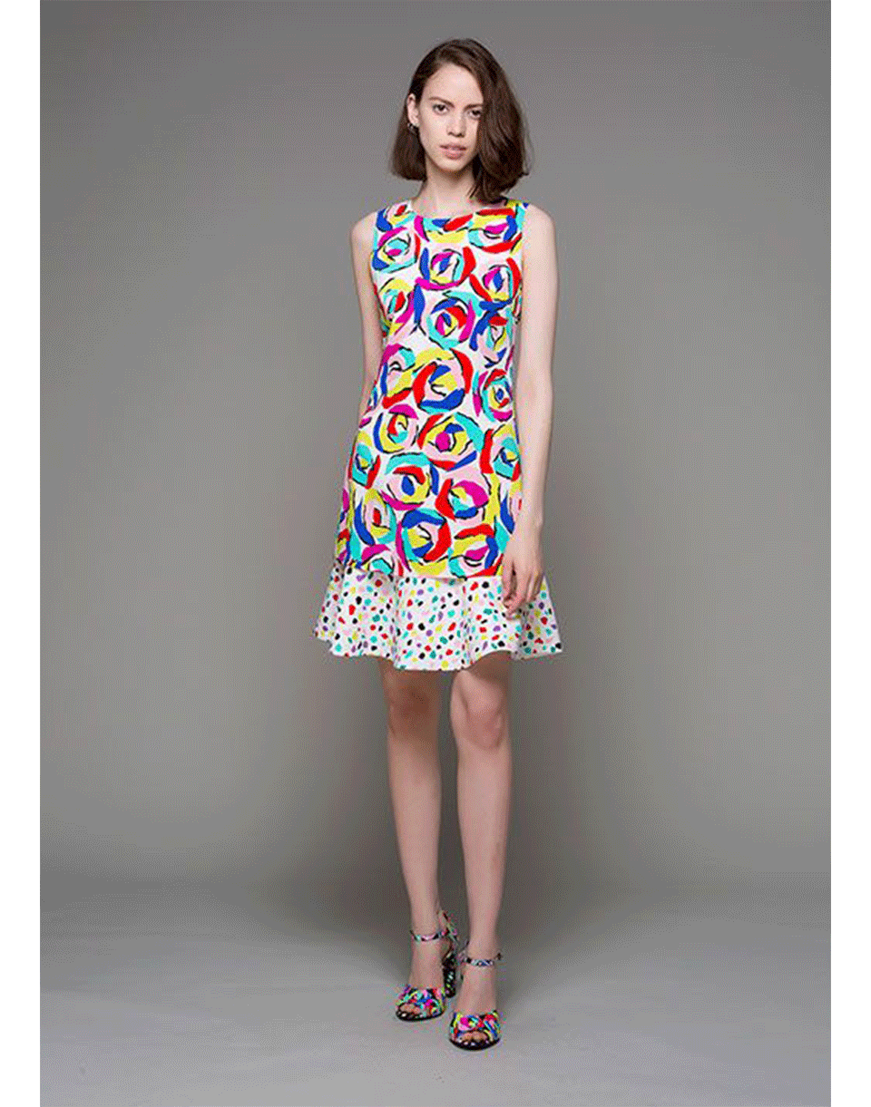 BOUTIQUE MOSCHINO-Flutter Bottom Print Dress-