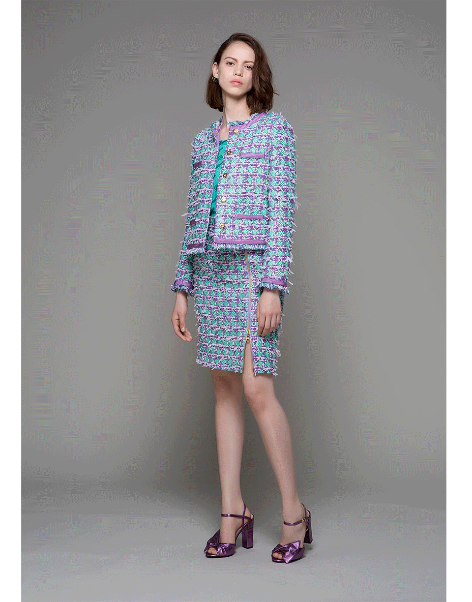 BOUTIQUE MOSCHINO-Multicolor Tweed Jacket-