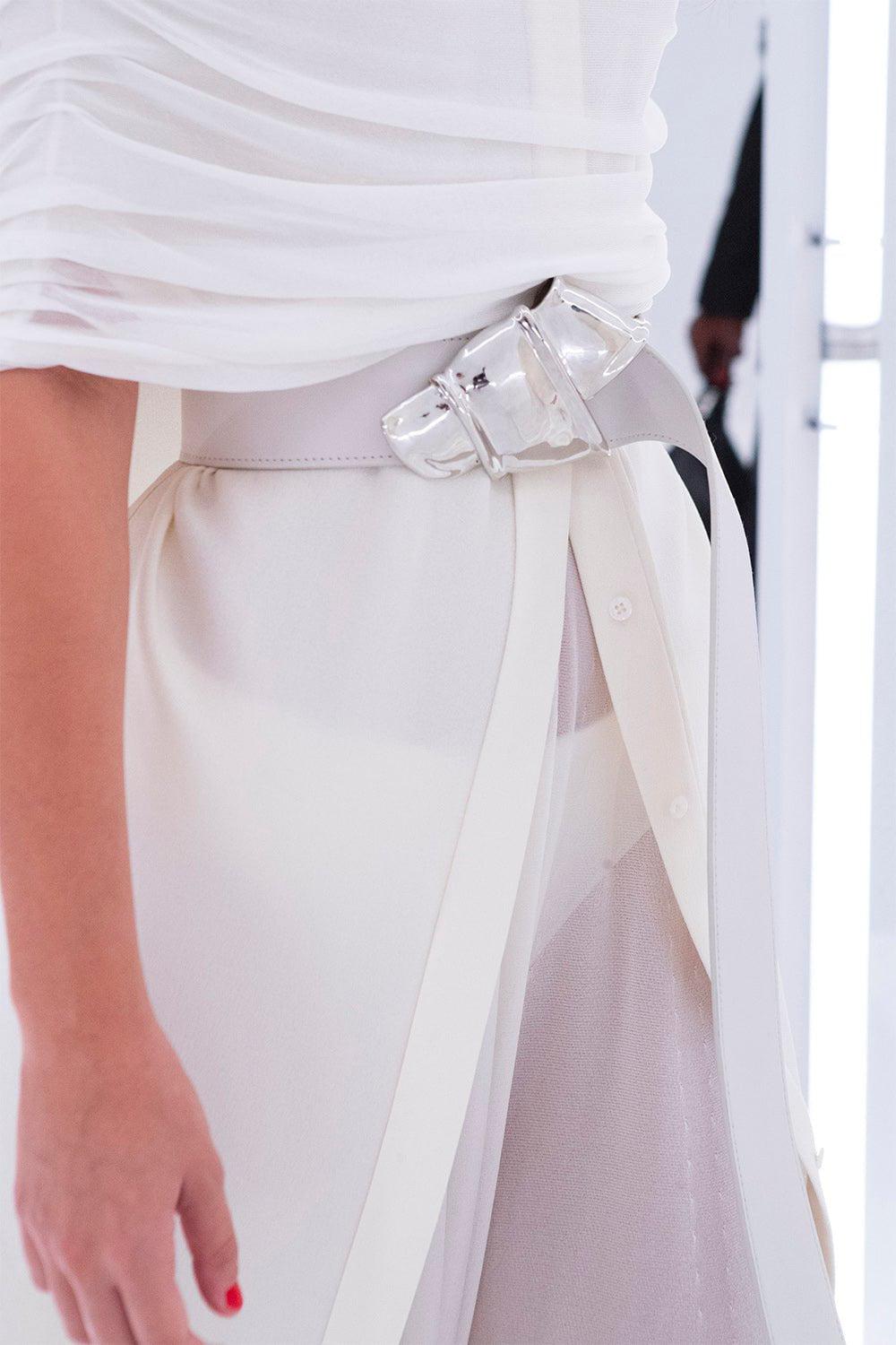 BRANDON MAXWELL-Silver Knot Buckle Belt-