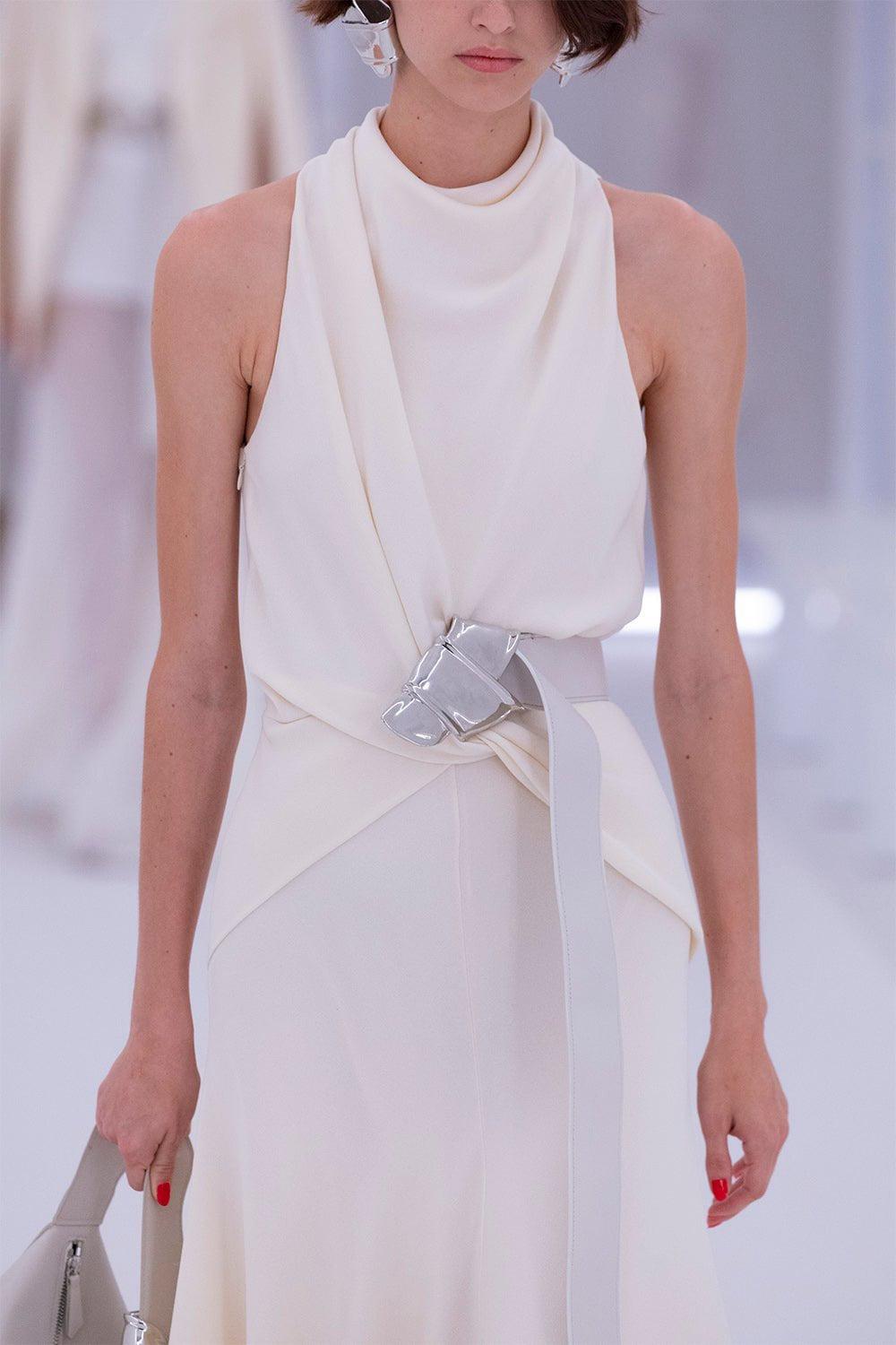 BRANDON MAXWELL-Silver Knot Buckle Belt-