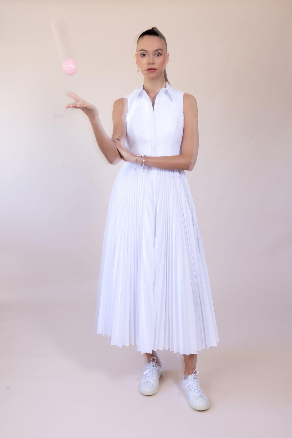 BRANDON MAXWELL-Pleated Maxi Shirtdress-