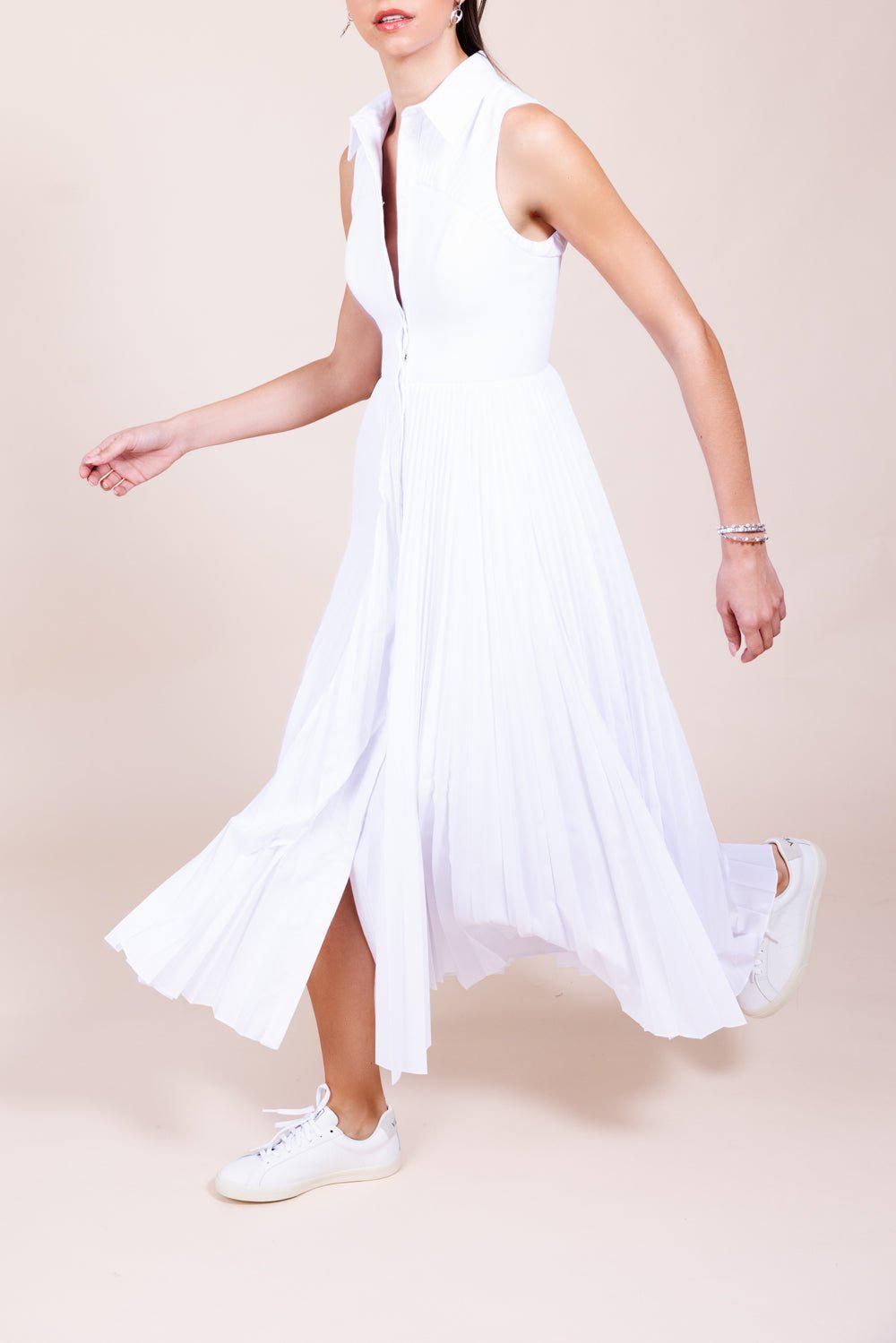 BRANDON MAXWELL-Pleated Maxi Shirtdress-