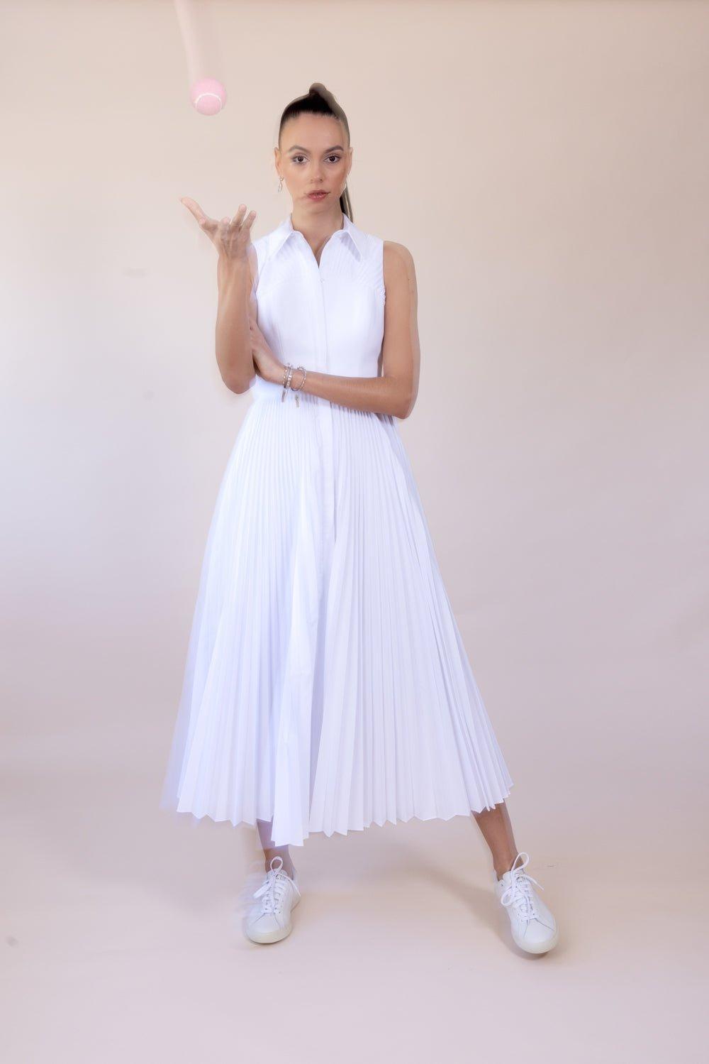 BRANDON MAXWELL-Pleated Maxi Shirtdress-