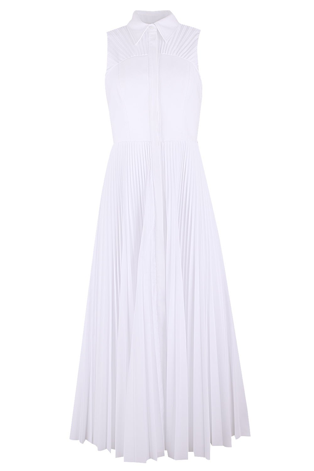 BRANDON MAXWELL-Pleated Maxi Shirtdress-