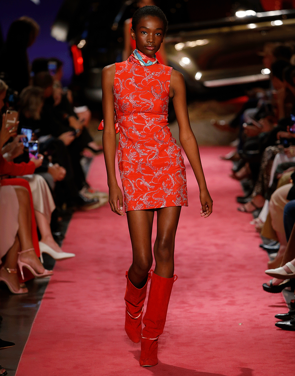 BRANDON MAXWELL-Lizard Jacquard Mini Dress-