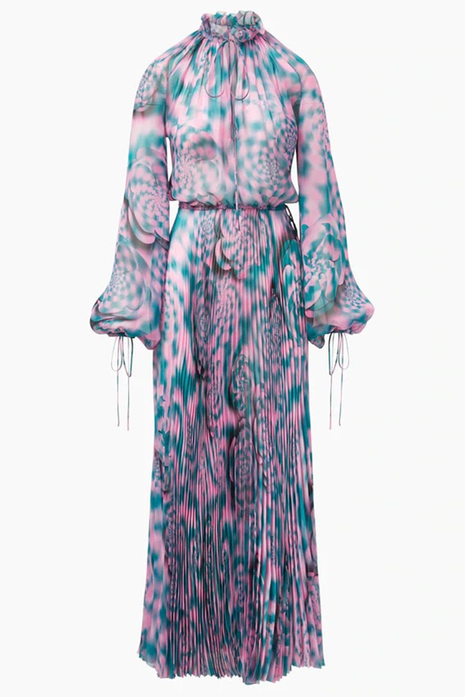 BRANDON MAXWELL-Ruffle Neck Dress With Pleats-