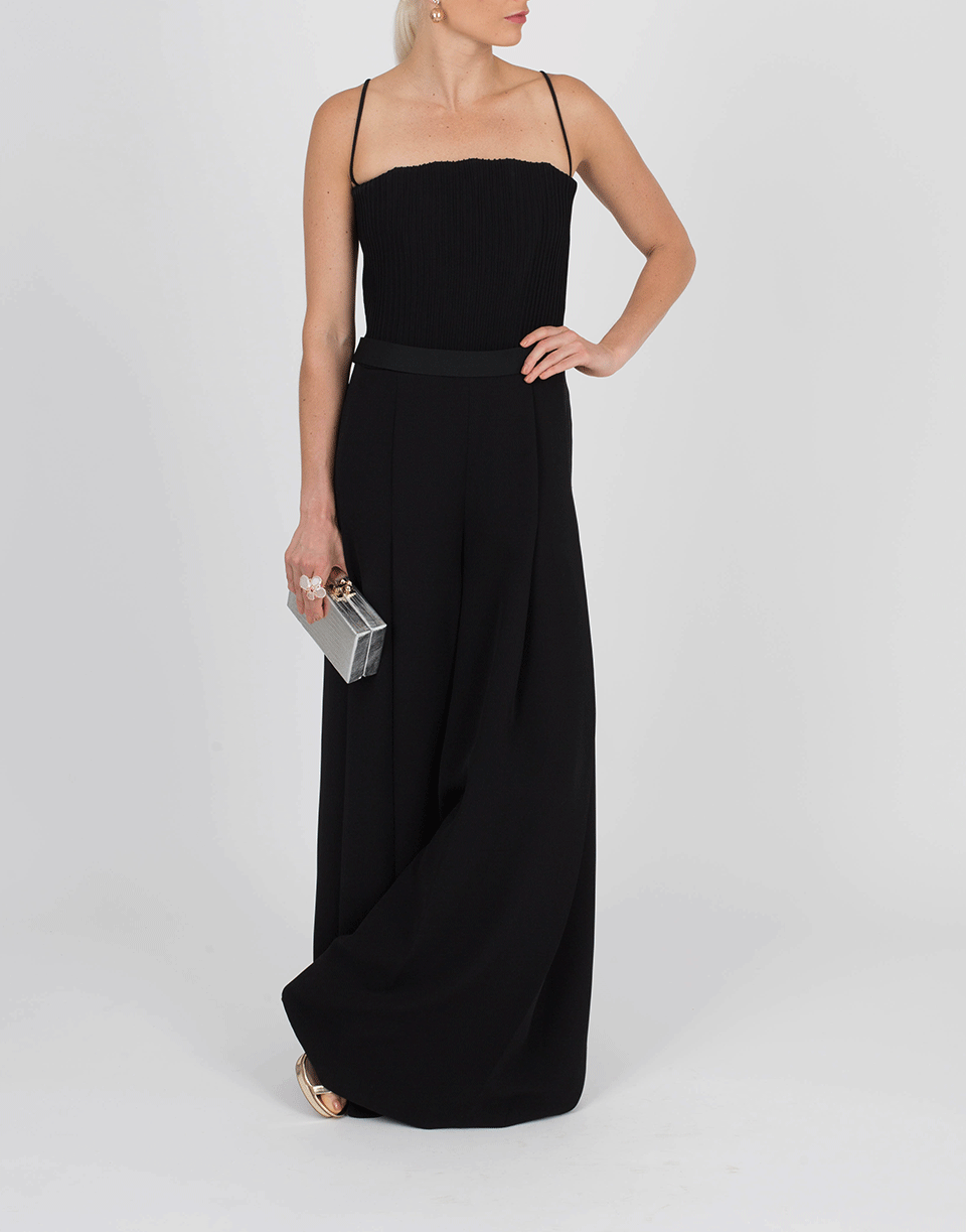 BRANDON MAXWELL-Ribbed Bodice Jumpsuit-BLACK