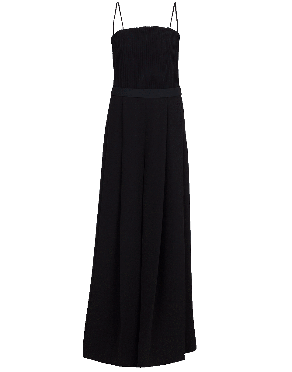 BRANDON MAXWELL-Ribbed Bodice Jumpsuit-BLACK