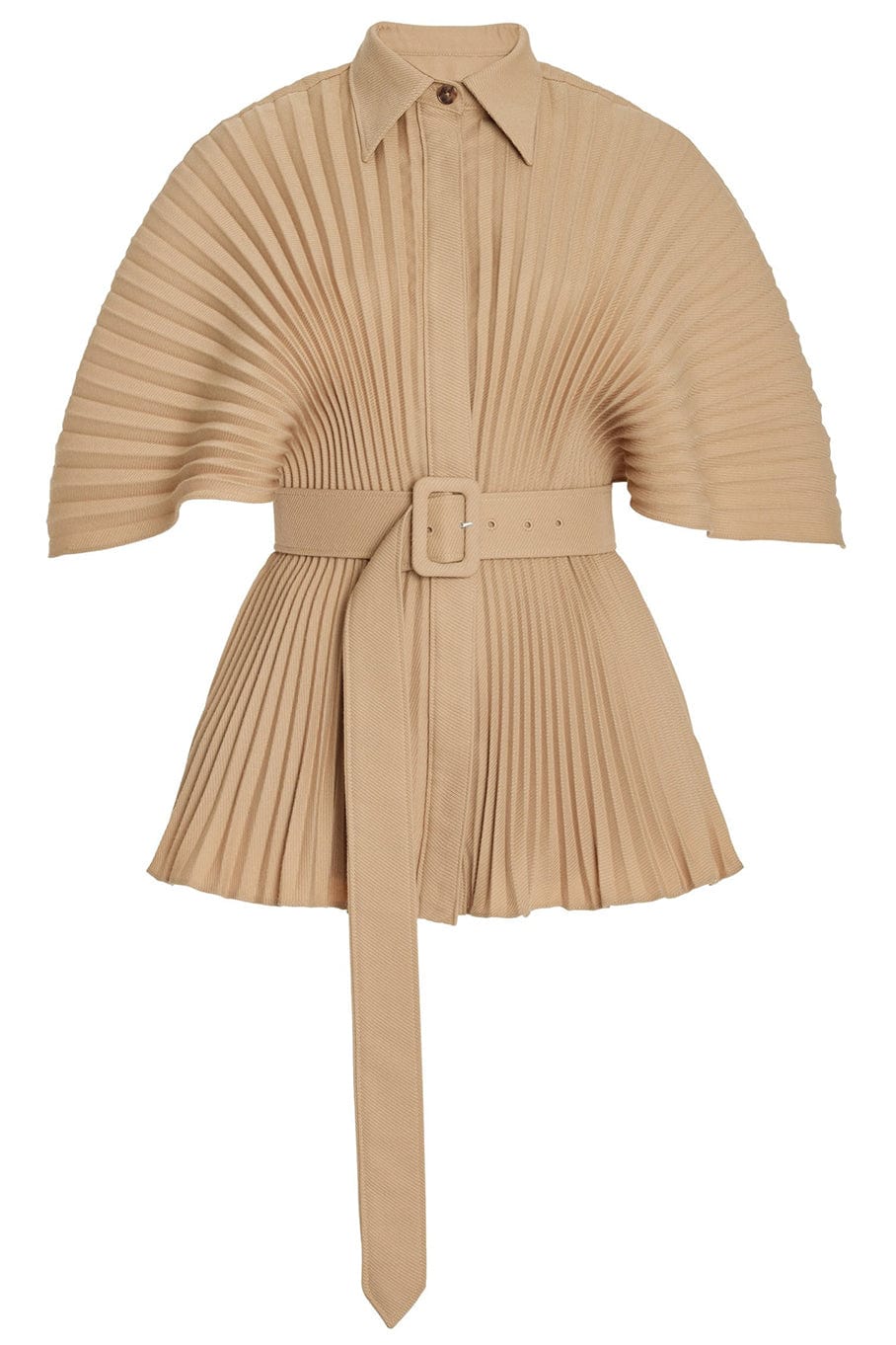 BRANDON MAXWELL-Pleated Button Up Top Belt-