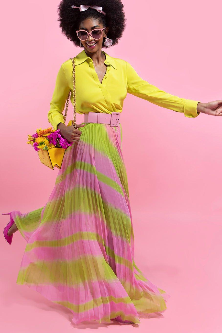 BRANDON MAXWELL-Silk Button Down Shirt - Evening Primrose-