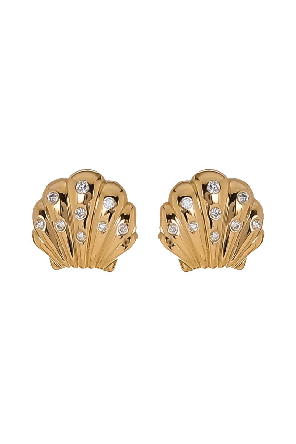 Diamond Shell Earrings-JEWELRYFINE JEWELEARRING-BRENT NEALE