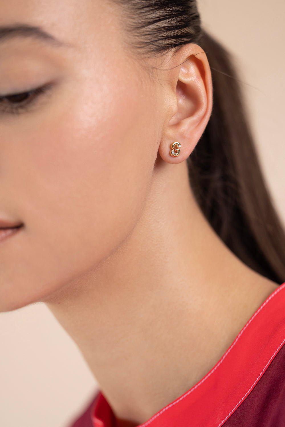 BRENT NEALE-Diamond Alphabet Stud Earring-