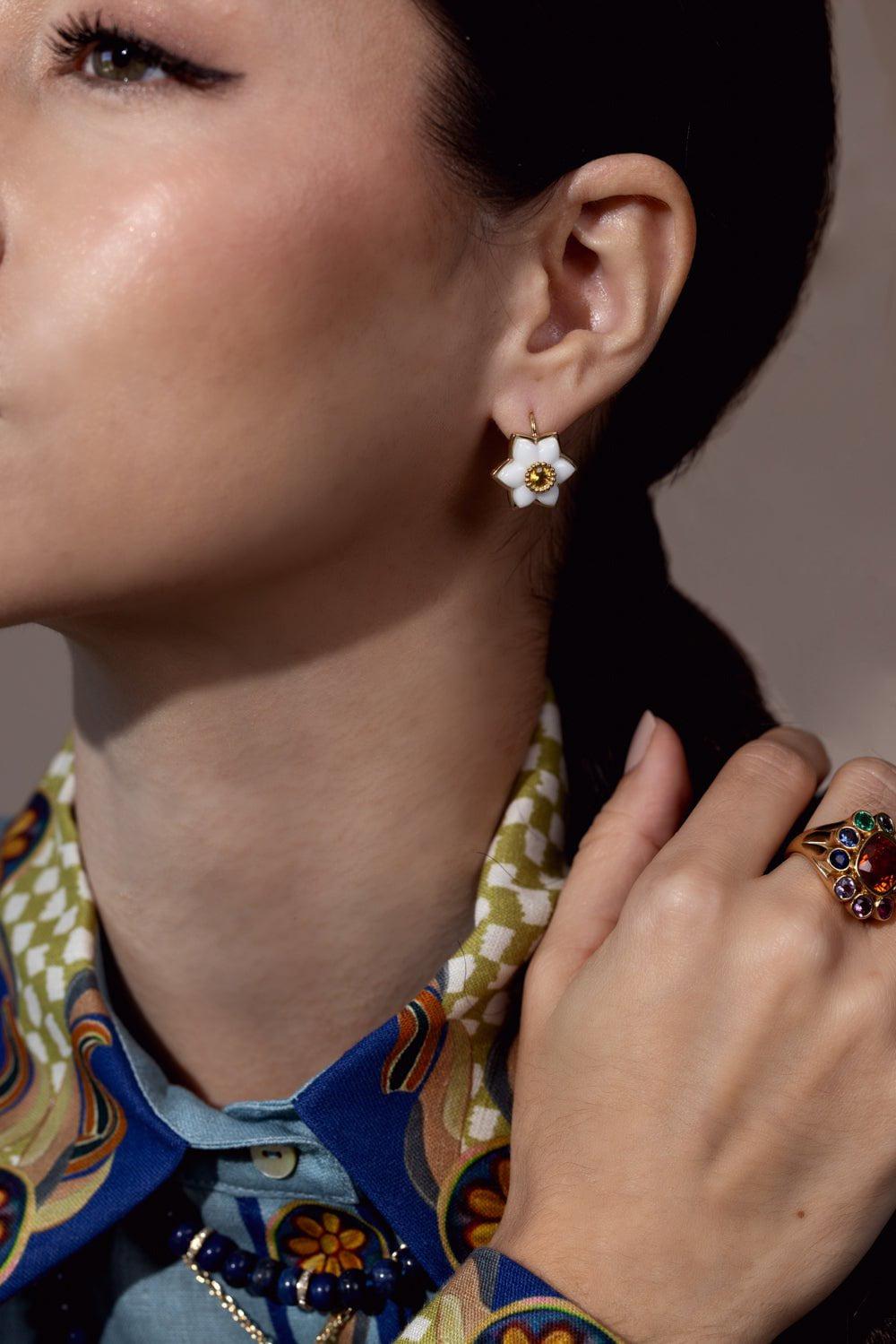 BRENT NEALE-Daffodil Drop Earrings-YELLOW GOLD