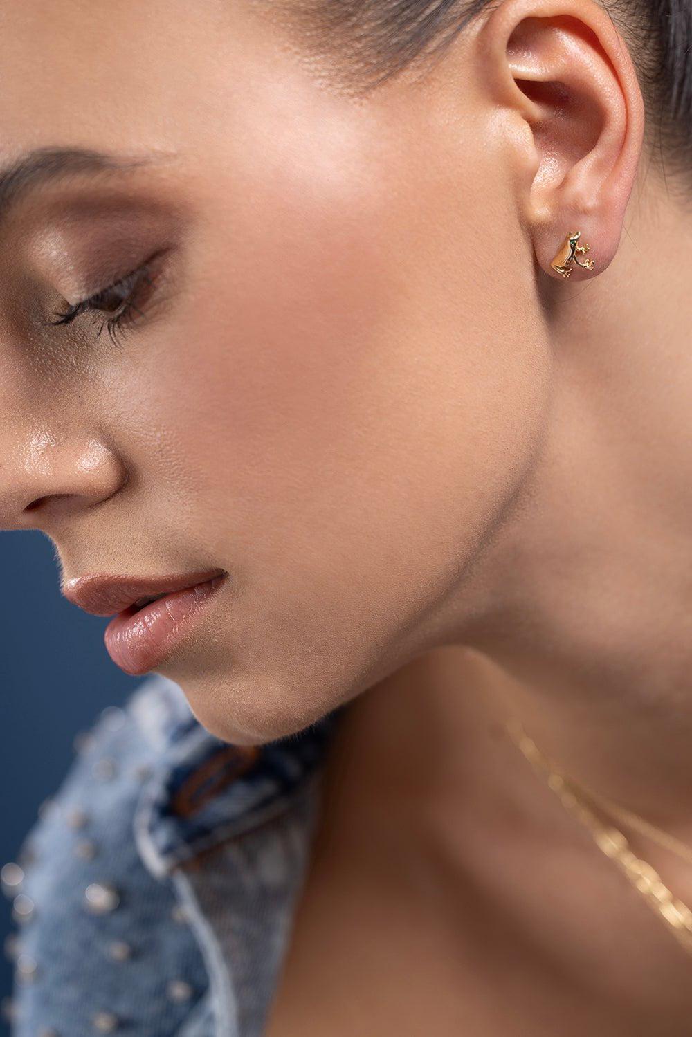 BRENT NEALE-Frog Stud Earrings-YELLOW GOLD