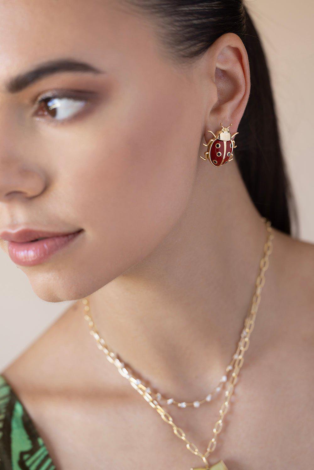 BRENT NEALE-Ladybug Earrings-YELLOW GOLD