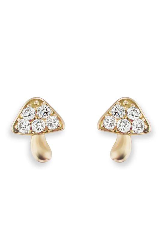 BRENT NEALE-Micro Mushroom Studs - Diamond-YELLOW GOLD