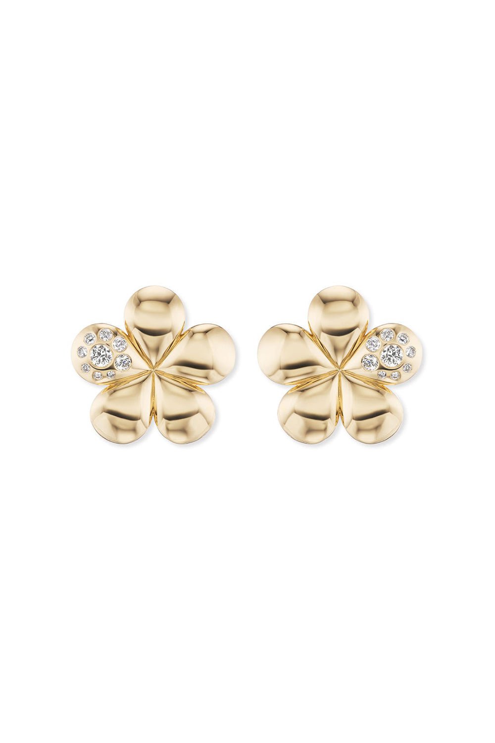 BRENT NEALE-Small Petal Flower Earrings-YELLOW GOLD