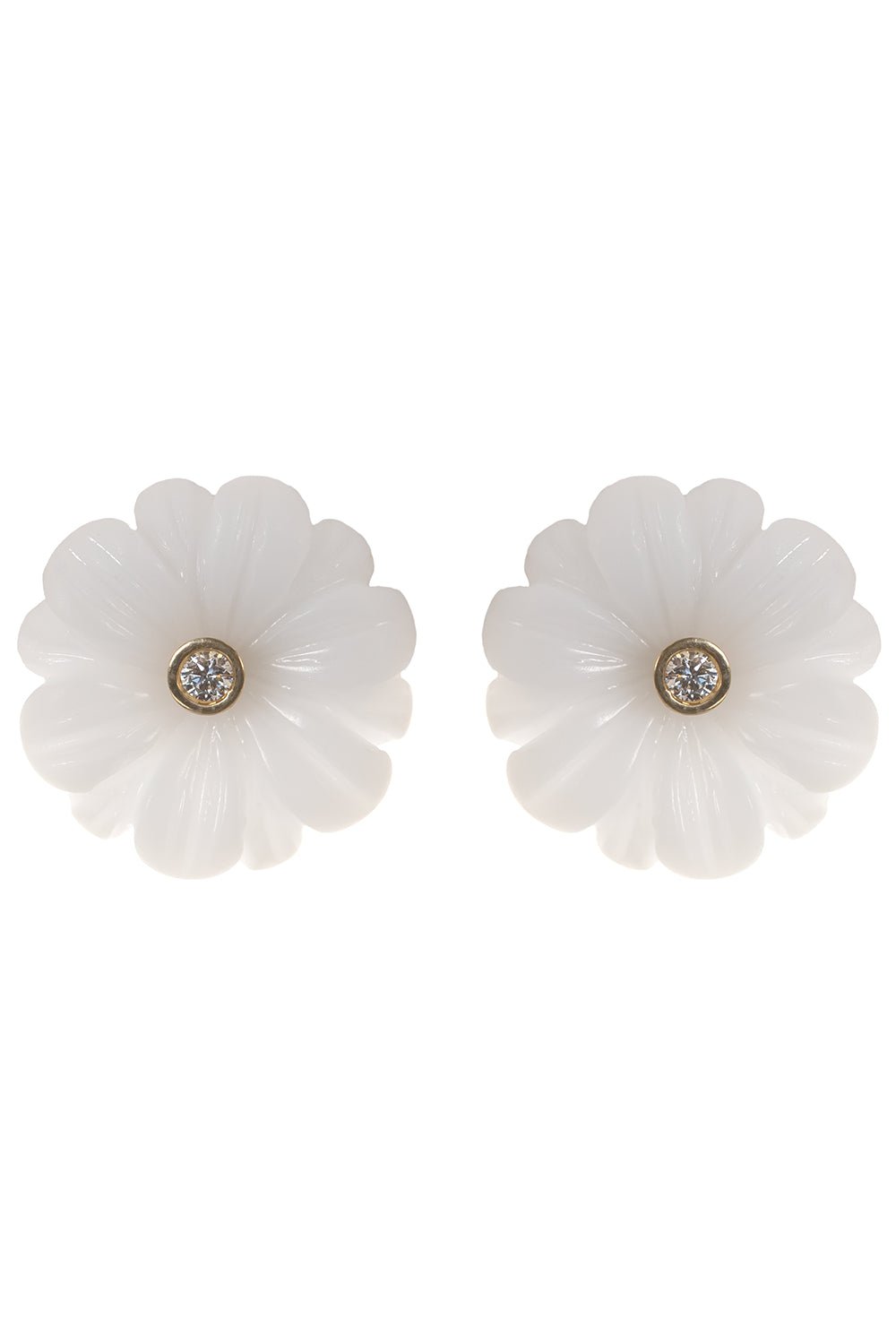 BRENT NEALE-Small Wildflower Studs - Agate-YELLOW GOLD