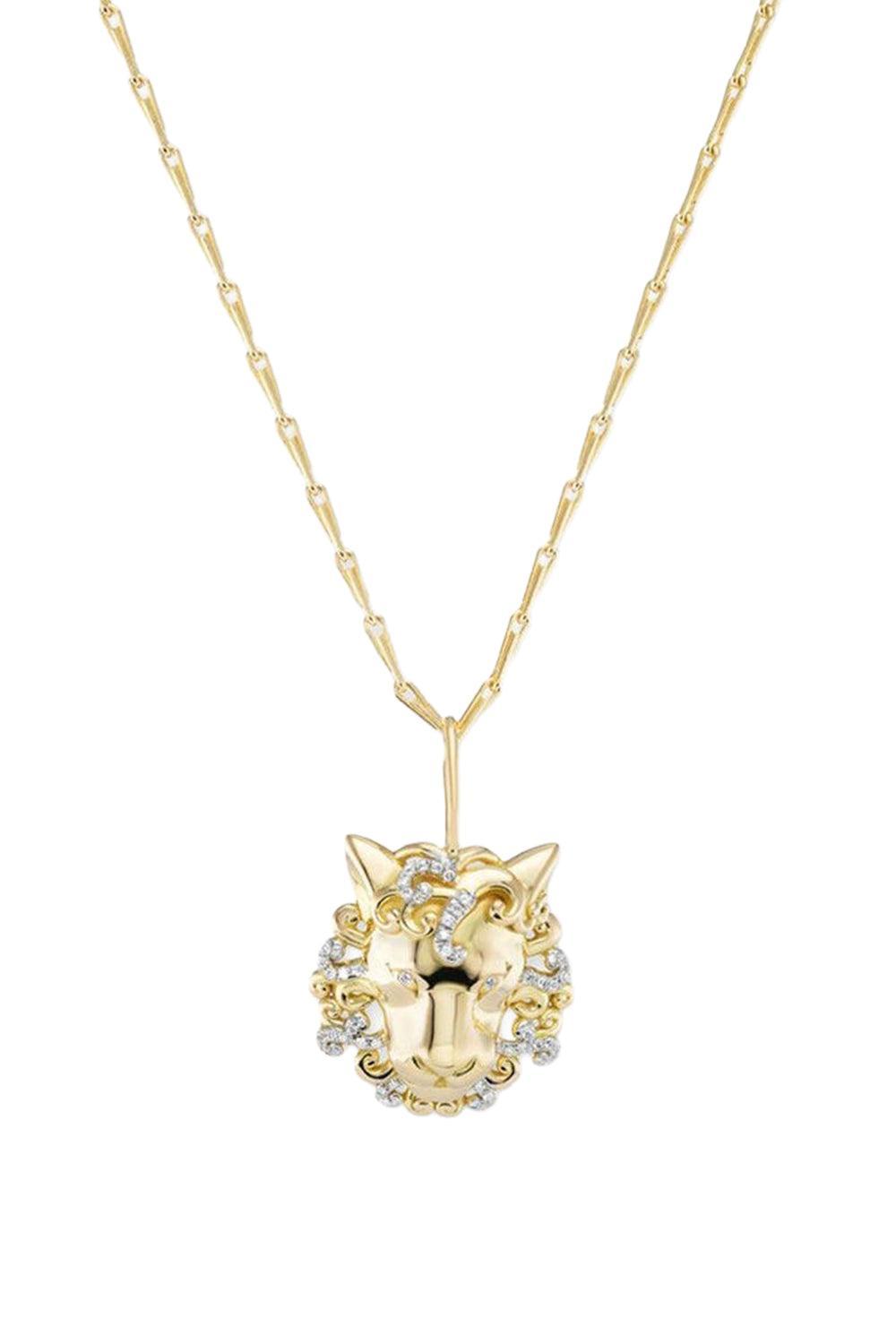 Medium Leo Zodiac Necklace-YELLOW GOLD-18-JEWELRYFINE JEWELNECKLACE O-BRENT NEALE