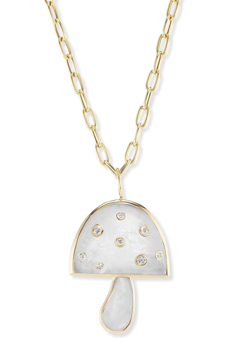 BRENT NEALE-Large Moonstone Mushroom Necklace-YELLOW GOLD