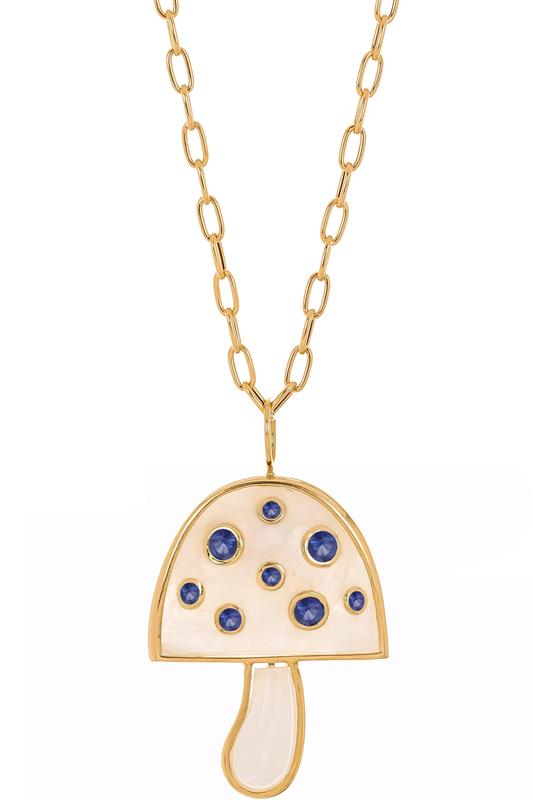 BRENT NEALE-Large Moonstone Sapphire Mushroom Necklace-YELLOW GOLD