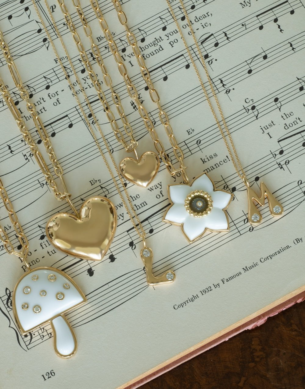 BRENT NEALE-Large White Opal Mushroom Necklace-YELLOW GOLD