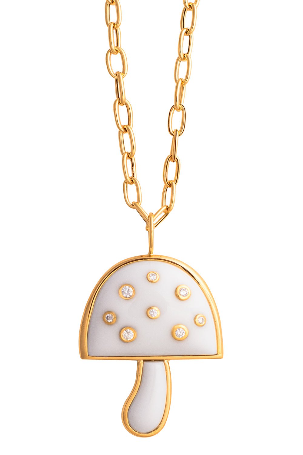 BRENT NEALE-Large White Opal Mushroom Necklace-YELLOW GOLD