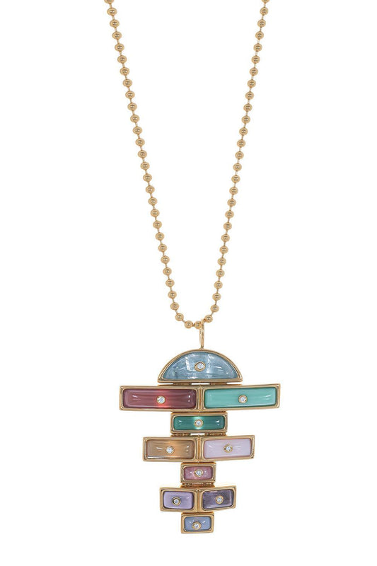 Medium Hopscotch Necklace-YELLOW GOLD-JEWELRYFINE JEWELNECKLACE O-BRENT NEALE