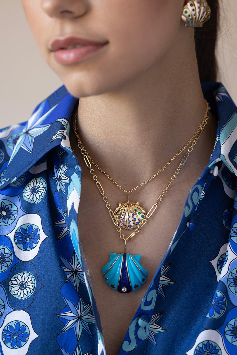 BRENT NEALE-Medium Rainbow Shell Necklace-YELLOW GOLD