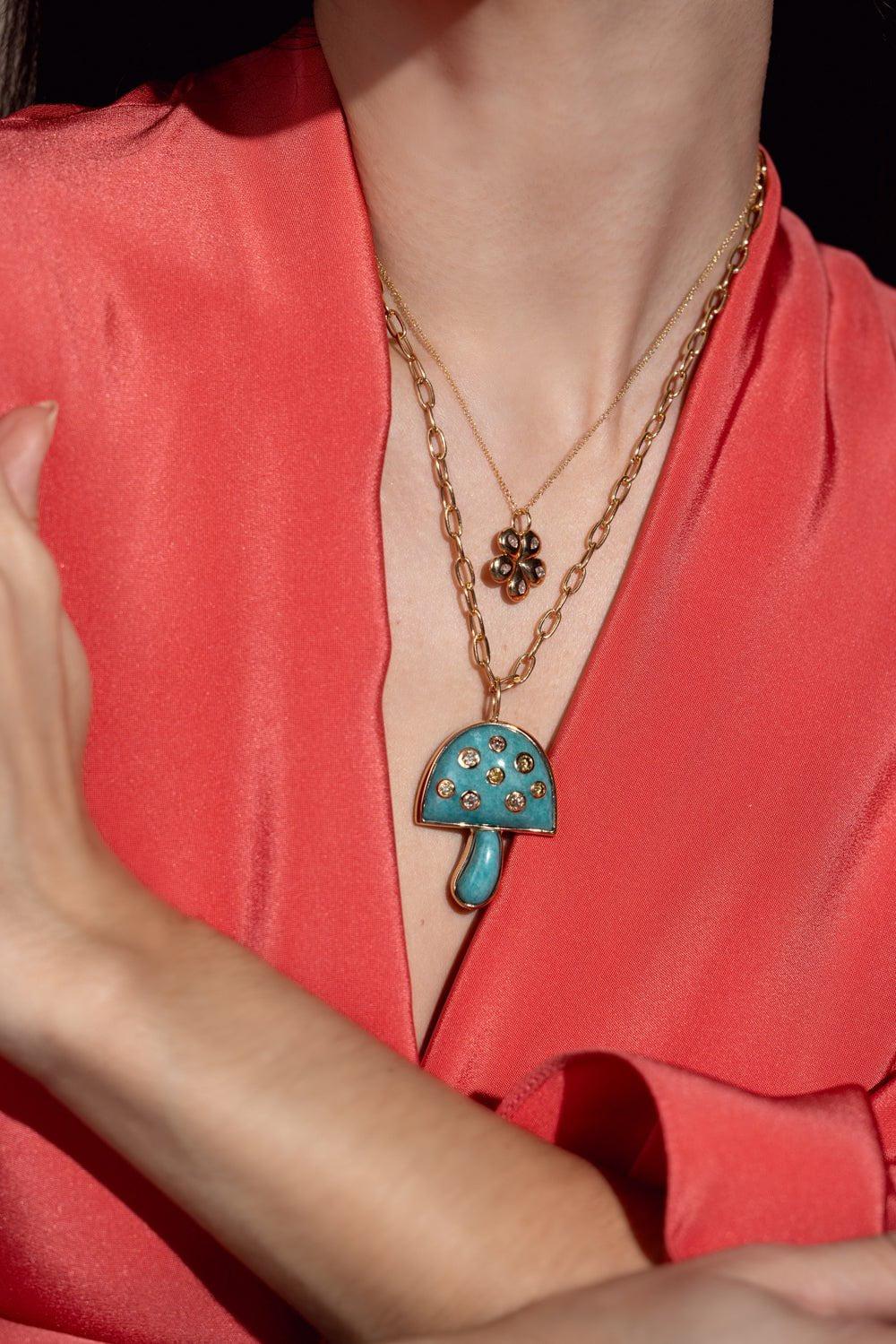 BRENT NEALE-Mini Petal Flower Necklace-YELLOW GOLD