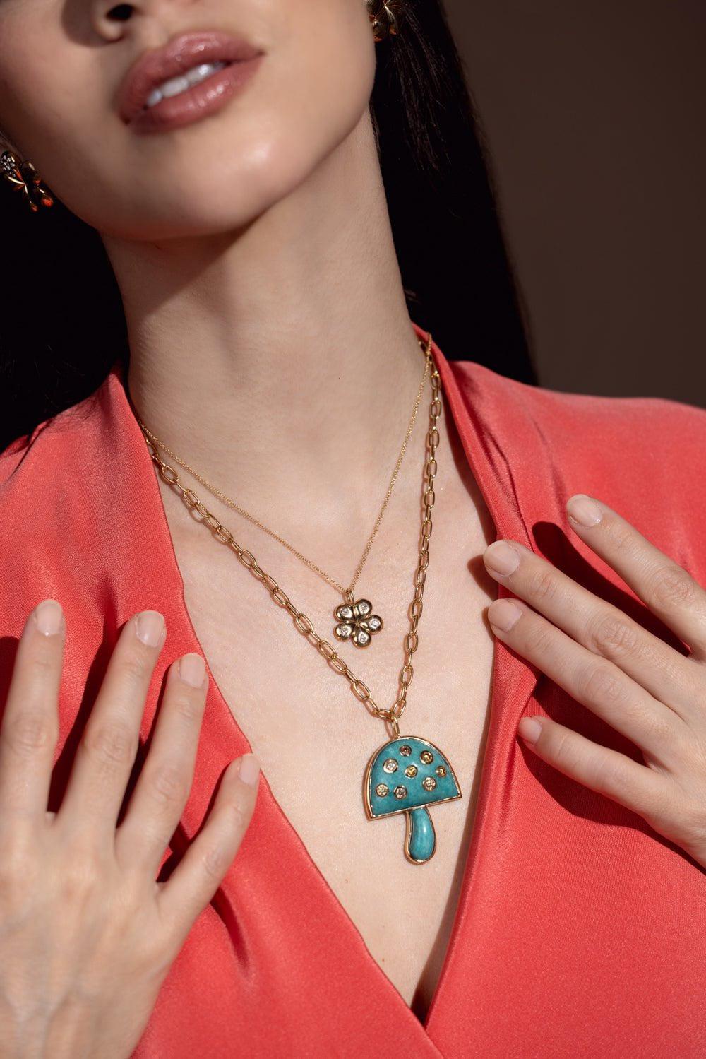 BRENT NEALE-Mini Petal Flower Necklace-YELLOW GOLD