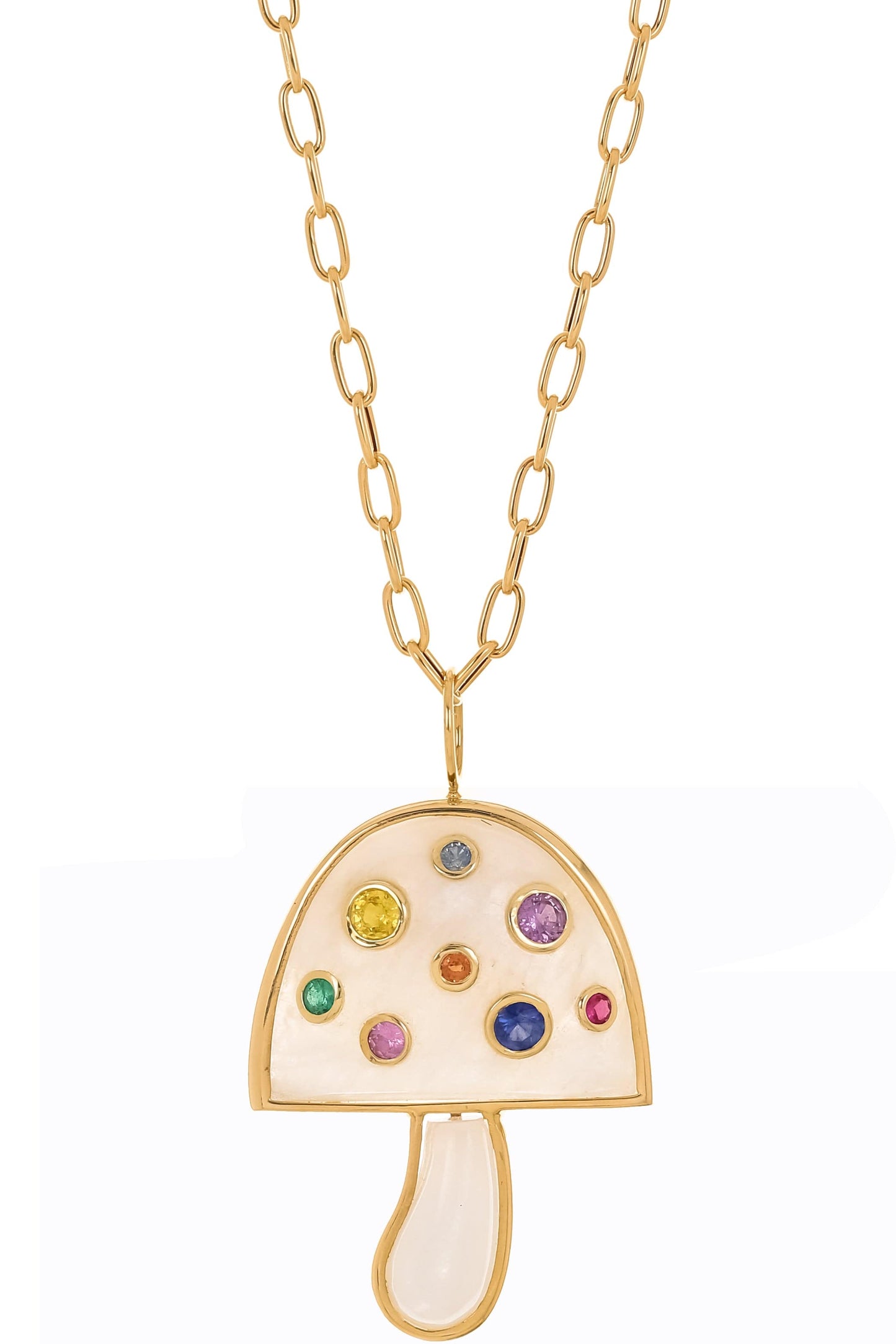 BRENT NEALE-Moonstone Magic Mushroom Necklace-YELLOW GOLD