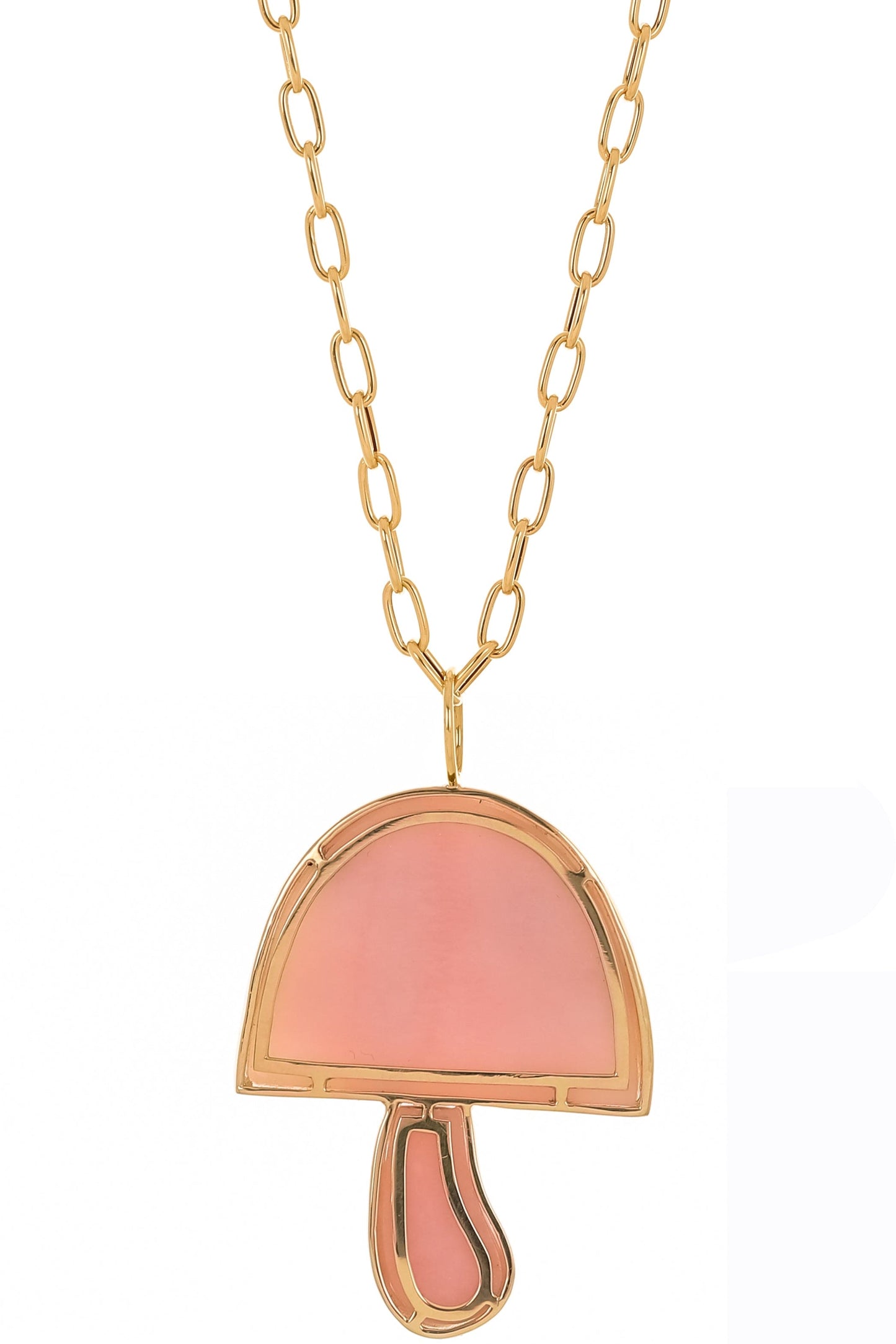 BRENT NEALE-Pink Opal Magic Mushroom Necklace-YELLOW GOLD