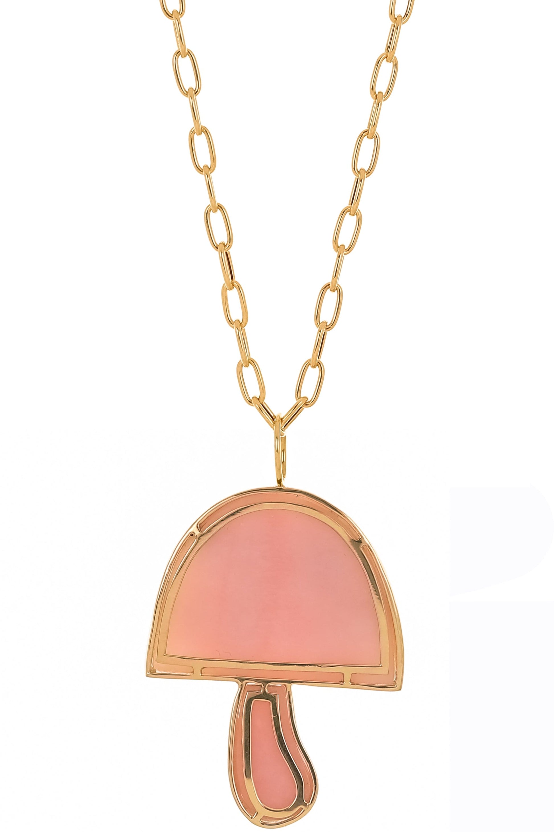 BRENT NEALE-Pink Opal Magic Mushroom Necklace-YELLOW GOLD