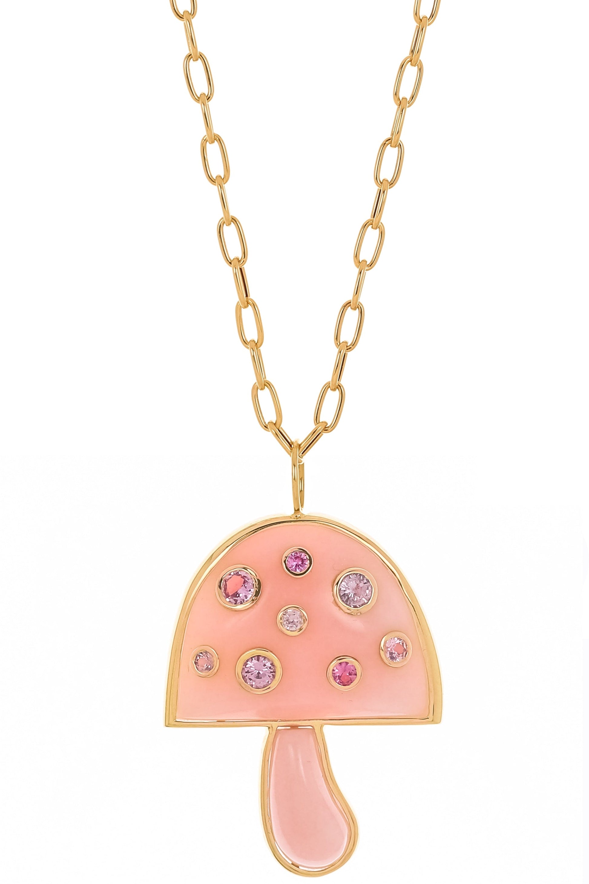 BRENT NEALE-Pink Opal Magic Mushroom Necklace-YELLOW GOLD
