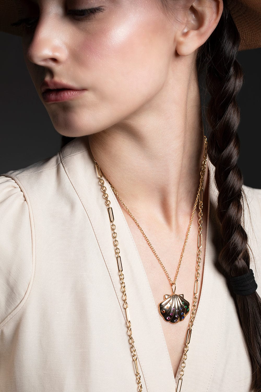 BRENT NEALE-Rainbow Shell Necklace-YELLOW GOLD