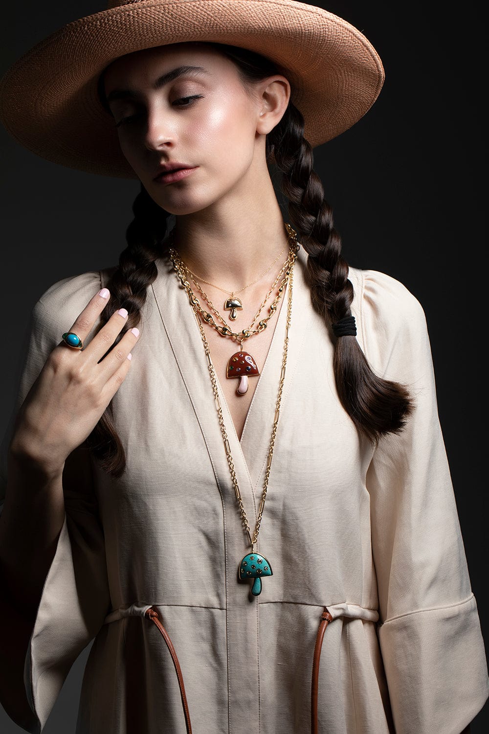 BRENT NEALE-Turquoise Mushroom Necklace-YELLOW GOLD