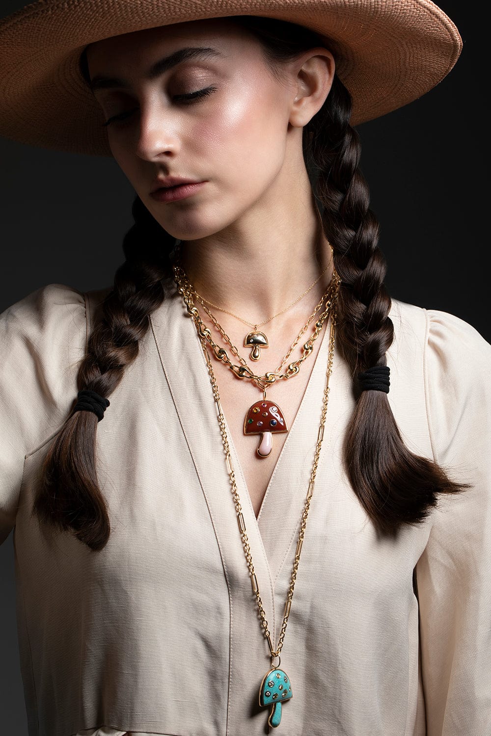 BRENT NEALE-Turquoise Mushroom Necklace-YELLOW GOLD