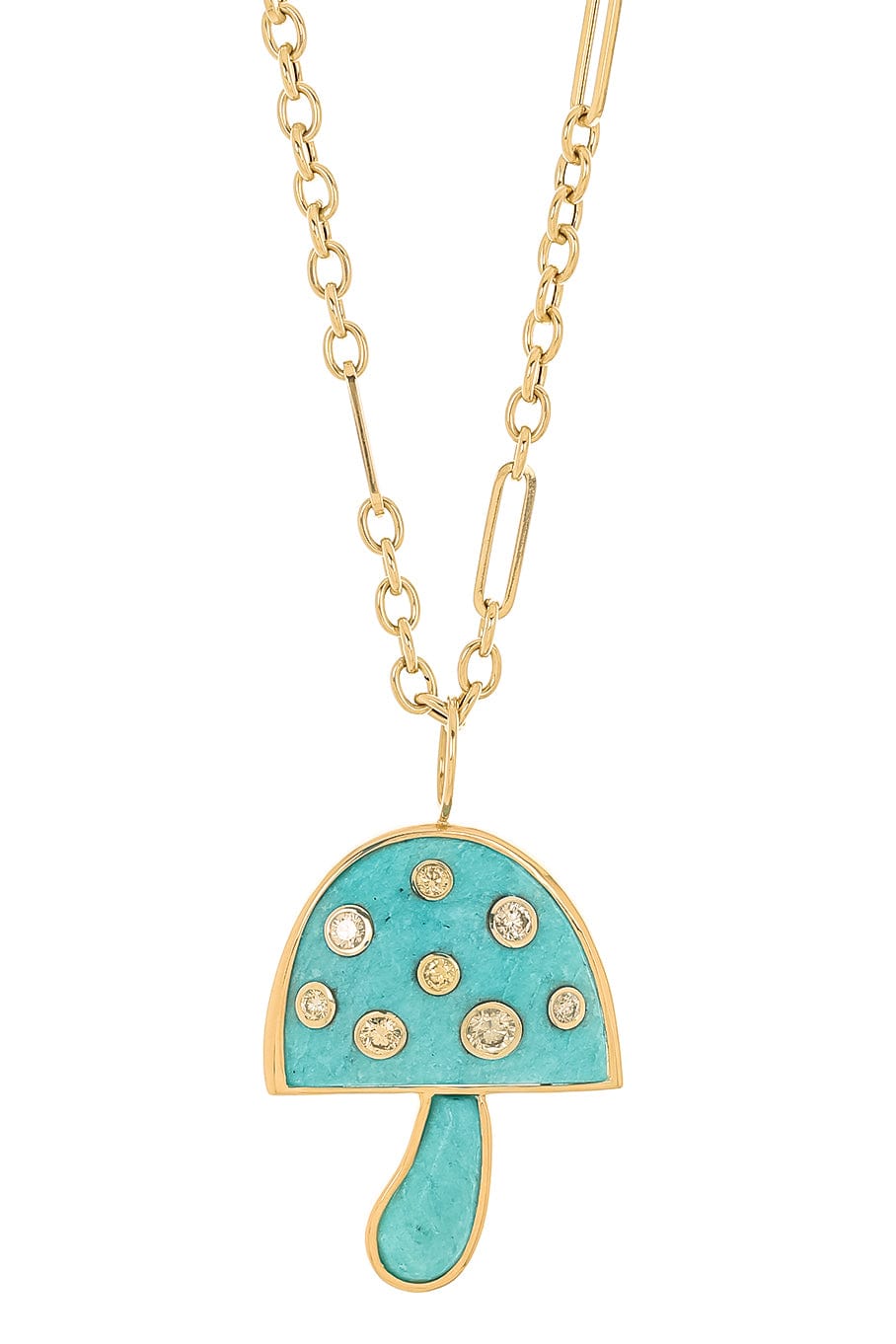 BRENT NEALE-Turquoise Mushroom Necklace-YELLOW GOLD