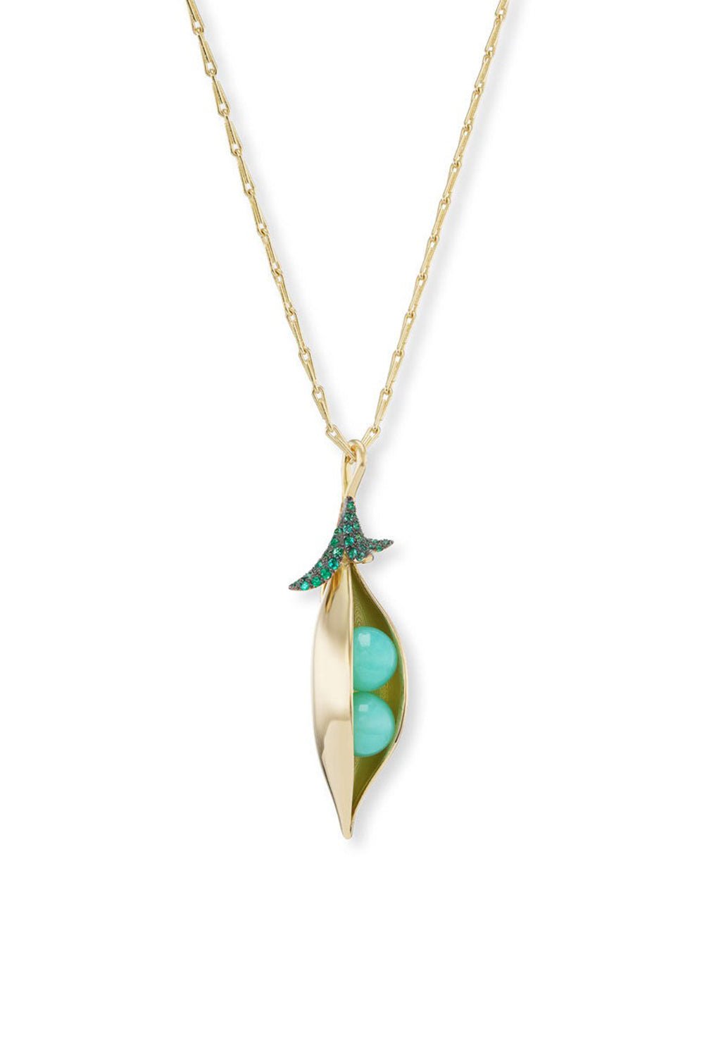 BRENT NEALE-Two Sweet Peas Pendant Necklace-YELLOW GOLD