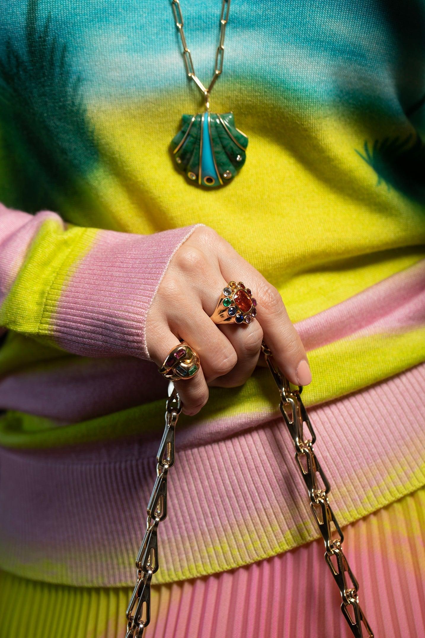 BRENT NEALE-Multi-Color Gemstone Knot Ring-