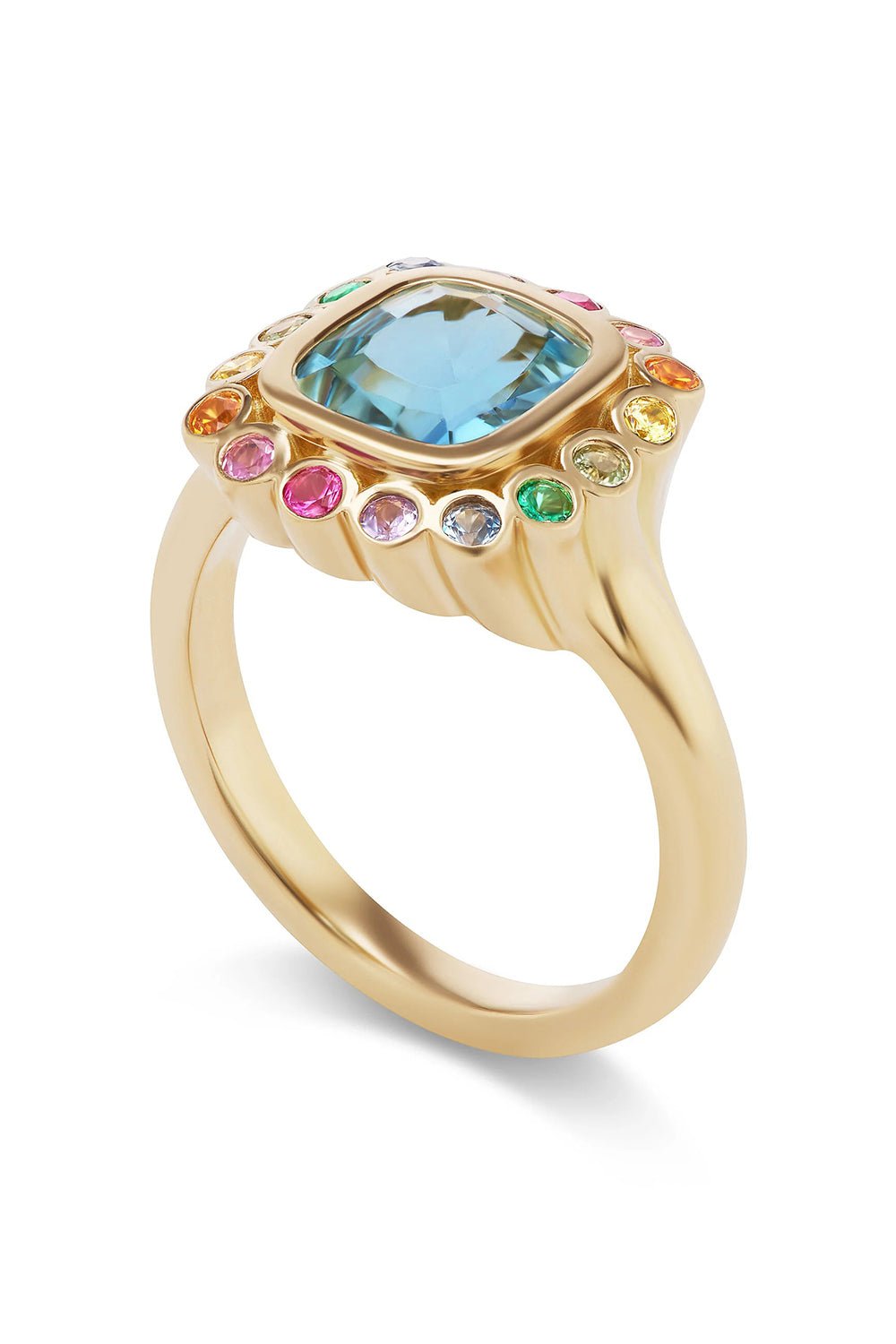 BRENT NEALE-Aquamarine Wildflower Ring-YELLOW GOLD