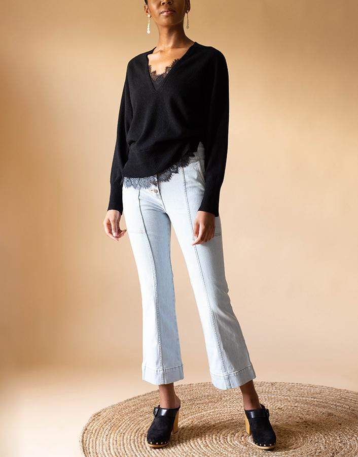 BROCHU WALKER-Black Lace Vee Looker Pullover-