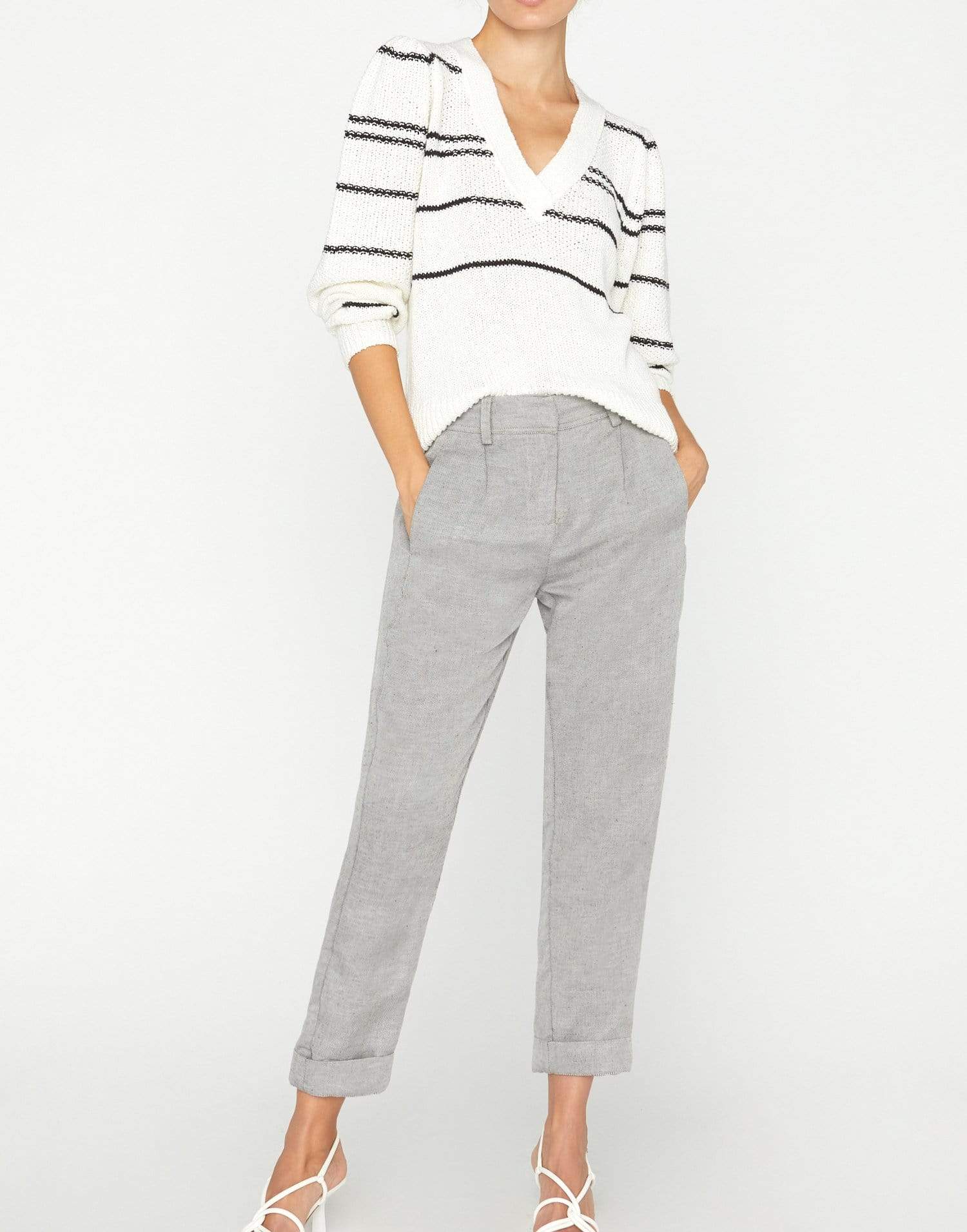 BROCHU WALKER-Sasha Striped Vee Sweater-